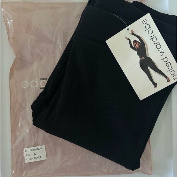 NWT Naked Wardrobe Black Ribbed Sculpt Leggings - Picture 6 of 7